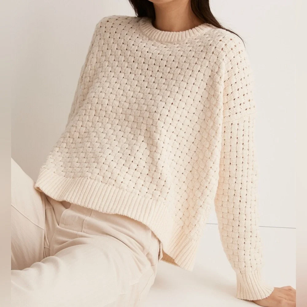 Madewell Basketweave-Stitch Sweater. NWT - Picture 4 of 7
